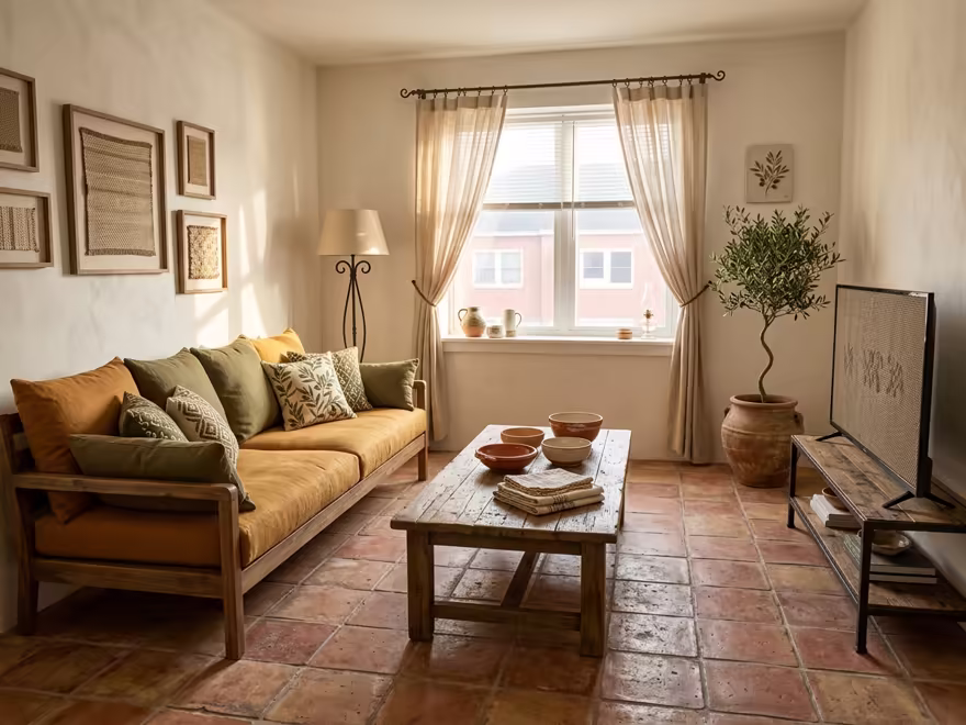 The hero living room redesigned in Mediterranean style