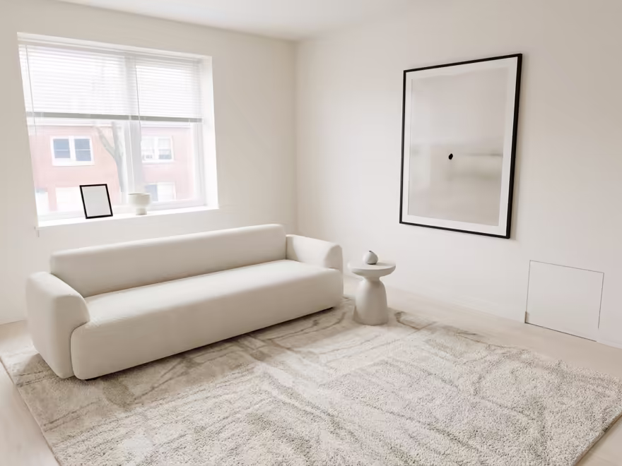 The hero living room redesigned in Minimalist style