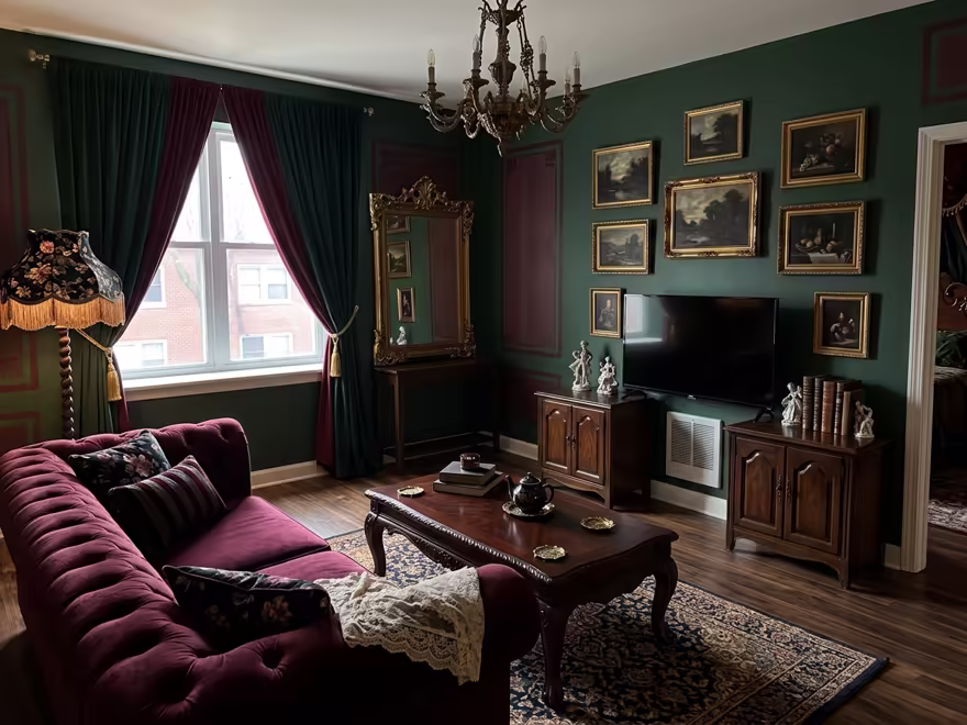 The hero living room redesigned in Victorian style