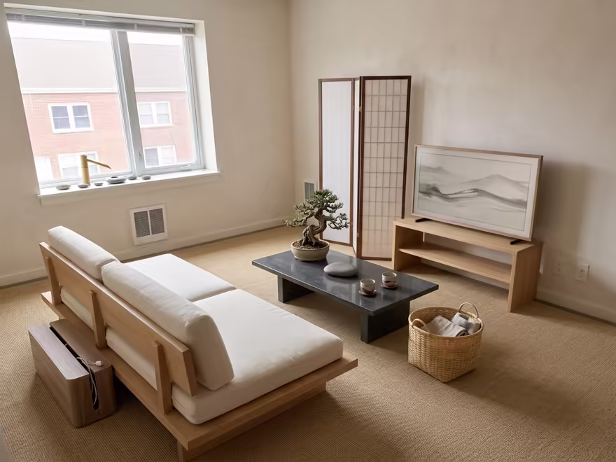 The hero living room redesigned in Zen style