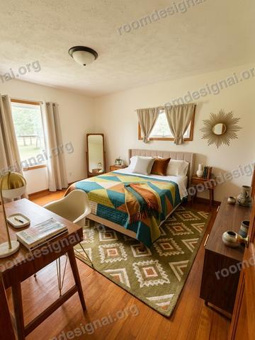 A real room redesigned in Mid-Century Modern style