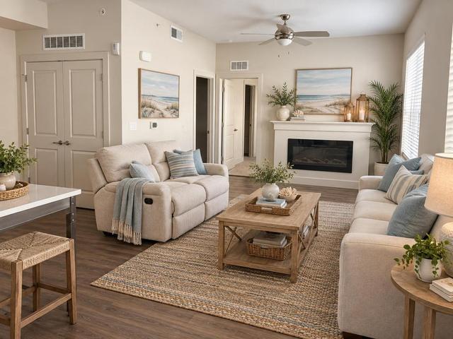 A real room redesigned in Coastal style