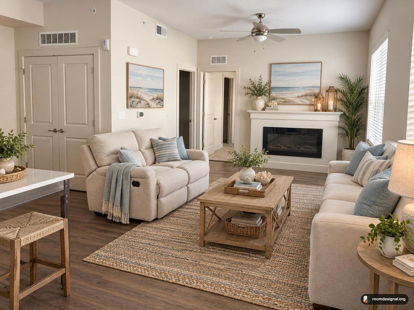 The room redesigned in Coastal style