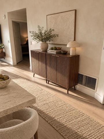 A real room redesigned in Organic Modern style