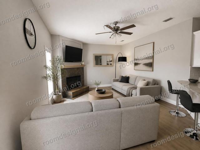 A real room redesigned in Modern style
